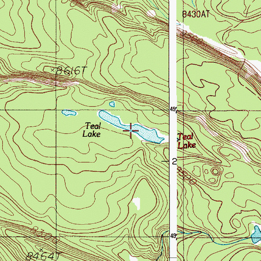 Topographic Map of Teal Lake, WY