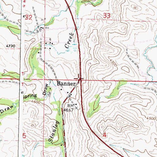 Topographic Map of Banner, WY