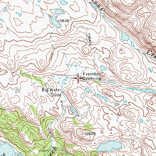 Topographic Map of Fremont Crossing, WY