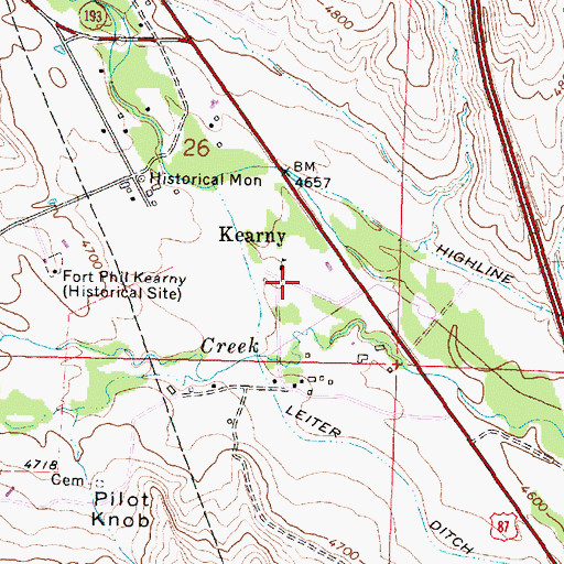 Topographic Map of Kearny, WY