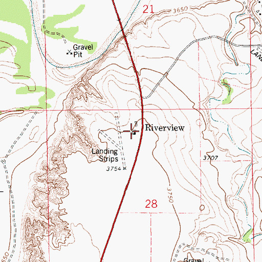 Topographic Map of Riverview, WY