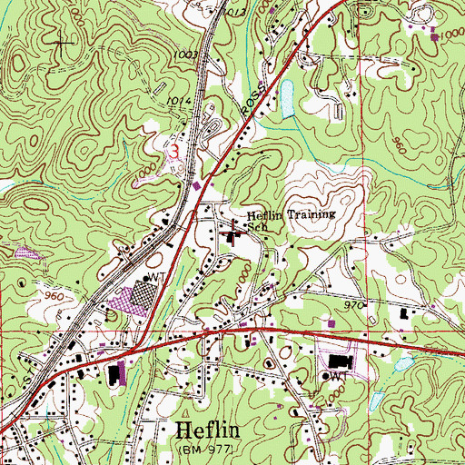 Topographic Map of Heflin Training School, AL