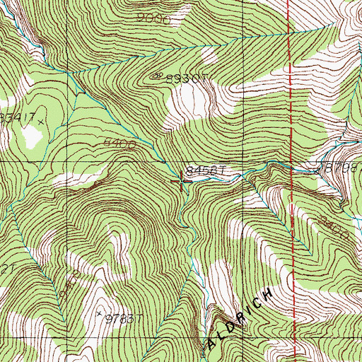 Topographic Map of Aldrich Basin, WY