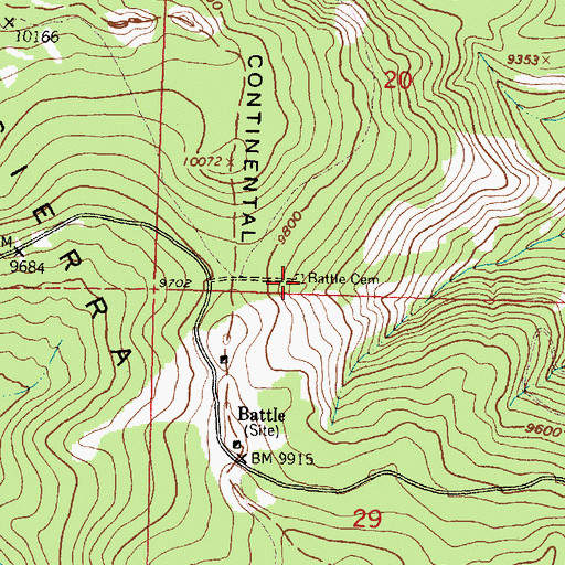 Topographic Map of Battle Cemetery, WY