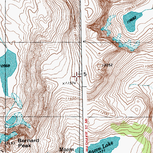 Topographic Map of Bears Ears Trail, WY