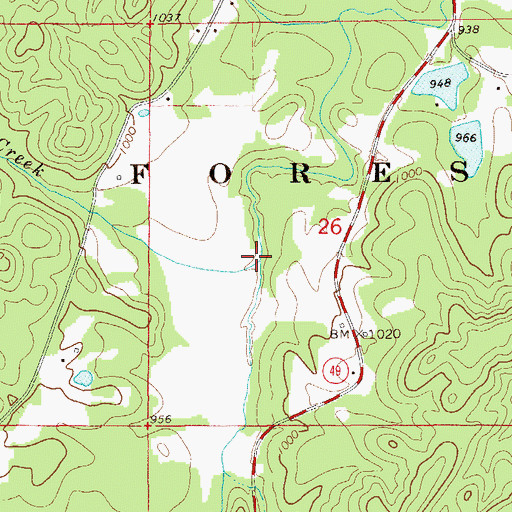 Topographic Map of Horse Creek, AL