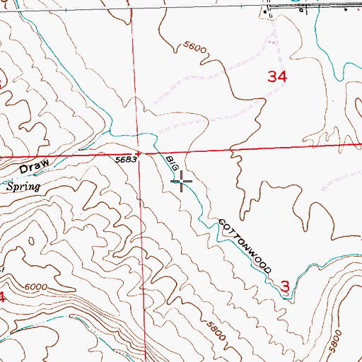 Topographic Map of Big Cottonwood Ditch, WY