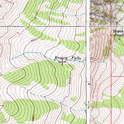 Topographic Map of Broken Falls, WY