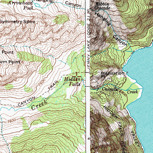 Topographic Map of Cascade Canyon, WY