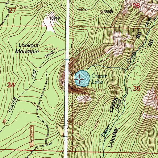 Topographic Map of Crater Lake, WY