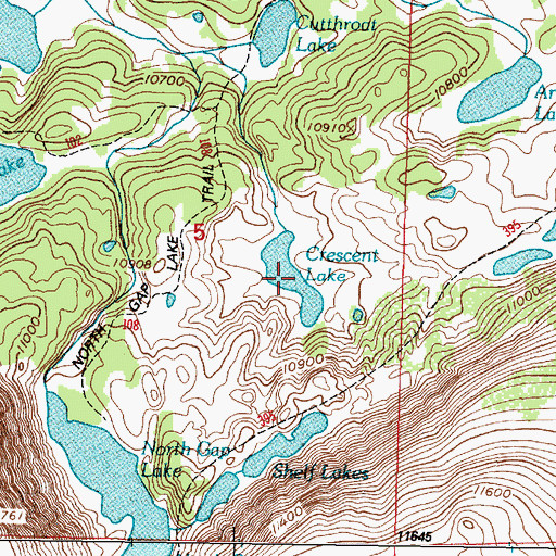 Topographic Map of Crescent Lake, WY