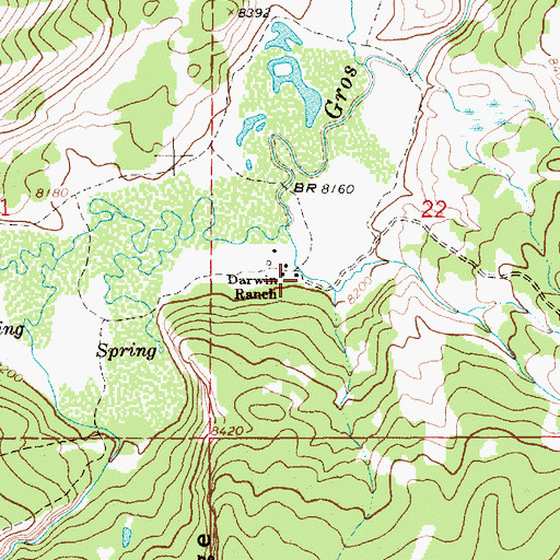 Topographic Map of Darwin Ranch, WY