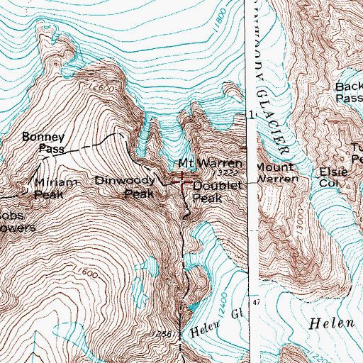 Topographic Map of Doublet Peak, WY