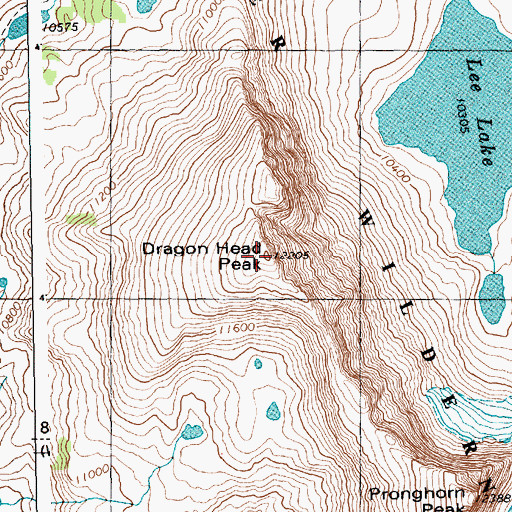 Topographic Map of Dragon Head Peak, WY
