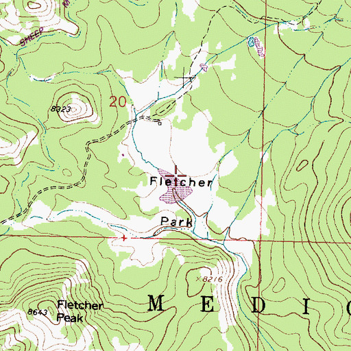 Topographic Map of Fletcher Park, WY