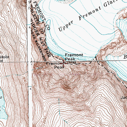 Topographic Map of Fremont Peak, WY