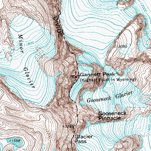 Topographic Map of Gannett Peak, WY