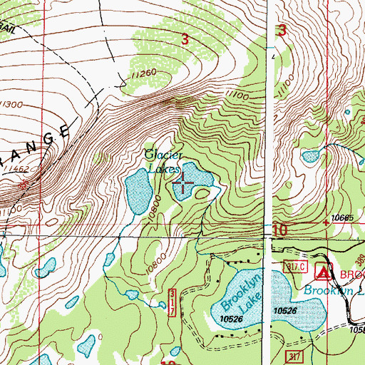 Topographic Map of Glacier Lakes, WY