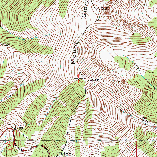 Topographic Map of Mount Glory, WY