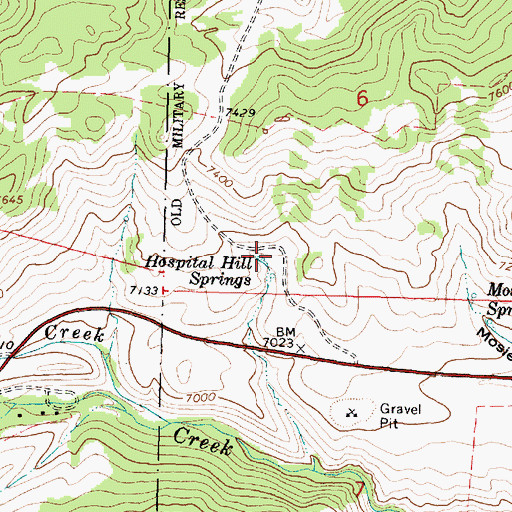Topographic Map of Hospital Hill Springs, WY
