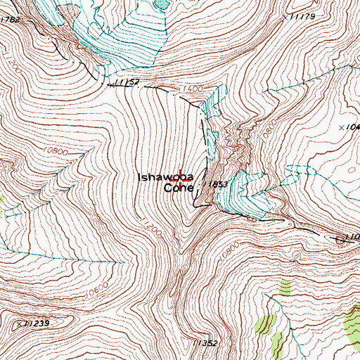 Topographic Map of Ishawooa Cone, WY
