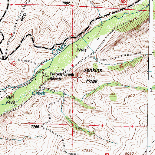 Topographic Map of Jenkins Peak, WY