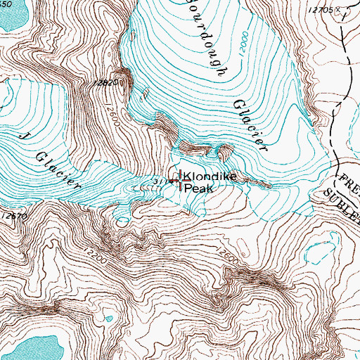 Topographic Map of Klondike Peak, WY