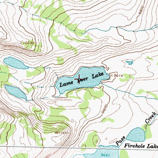 Topographic Map of Lame Deer Lake, WY