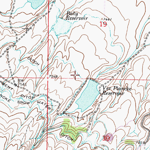 Topographic Map of Laroy Ditch, WY