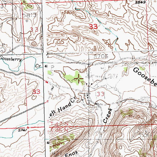 Topographic Map of Left Hand Creek, WY