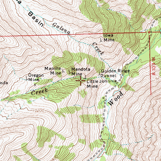 Topographic Map of Little Johnnie Mine, WY