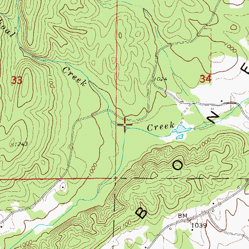 Topographic Map of Mill Shoal Creek, AL
