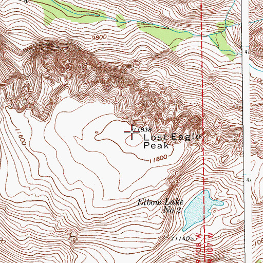 Topographic Map of Lost Eagle Peak, WY
