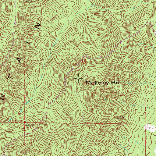Topographic Map of Mokeley Hill, AL
