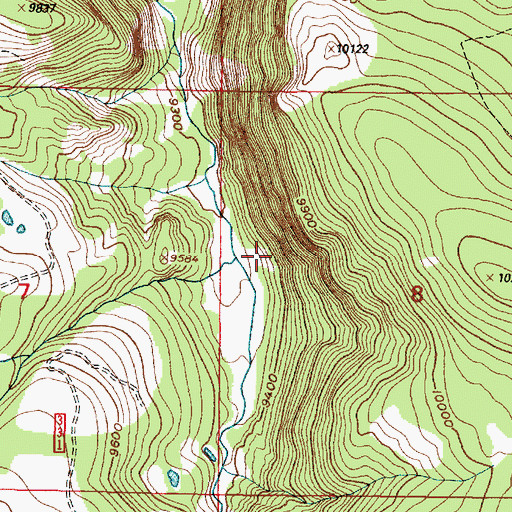 Topographic Map of Middle Fork Rock Creek, WY