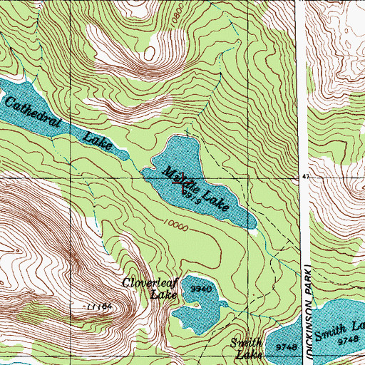 Topographic Map of Middle Lake, WY