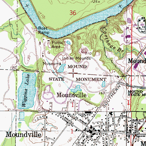 Topographic Map of Mound State Monument, AL