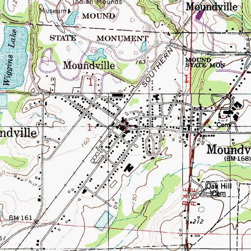Topographic Map of Moundville, AL