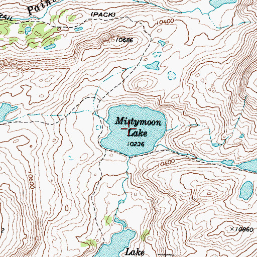 Topographic Map of Mistymoon Lake, WY