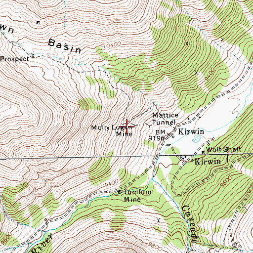 Topographic Map of Molly Logan Mine, WY