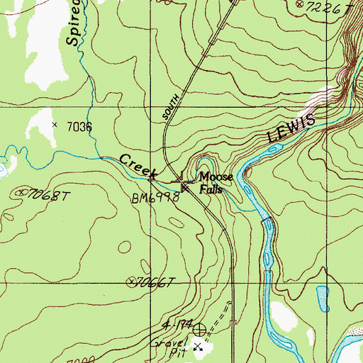 Topographic Map of Moose Falls, WY