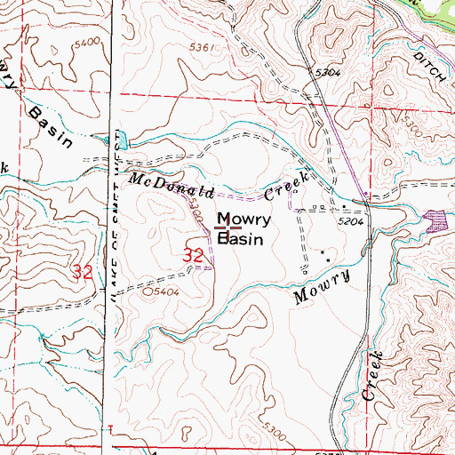 Topographic Map of Mowry Basin, WY