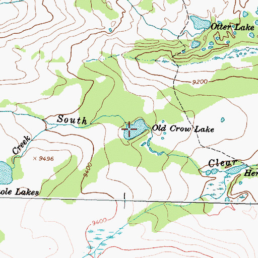 Topographic Map of Old Crow Lake, WY