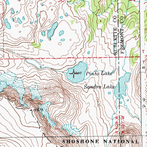 Topographic Map of Pinto Lake, WY