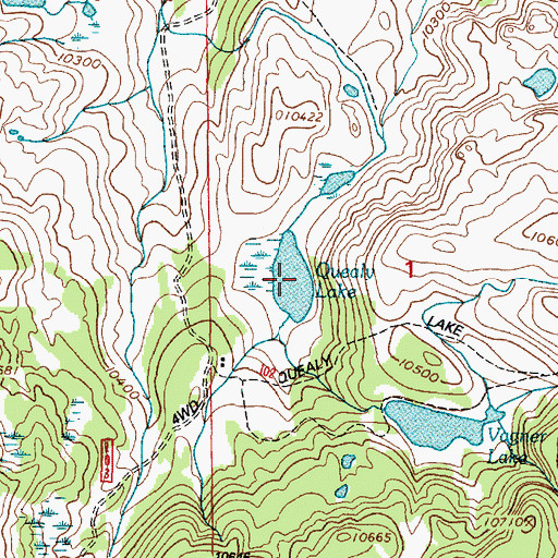 Topographic Map of Quealy Lake, WY