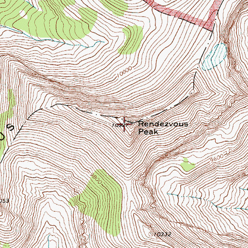 Topographic Map of Rendezvous Mountain, WY