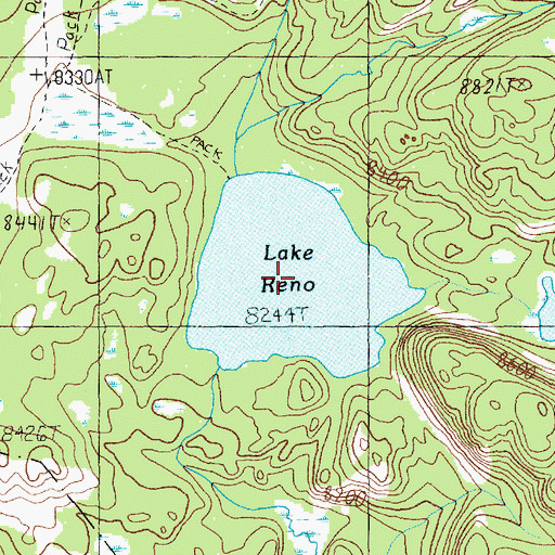 Topographic Map of Lake Reno, WY