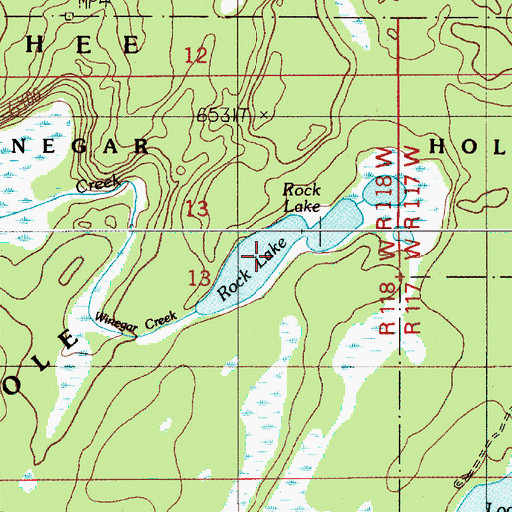 Topographic Map of Rock Lake, WY