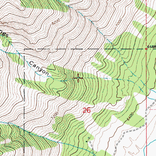 Topographic Map of Rock Springs Canyon, WY