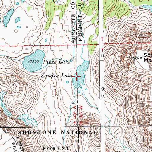 Topographic Map of Sandra Lake, WY